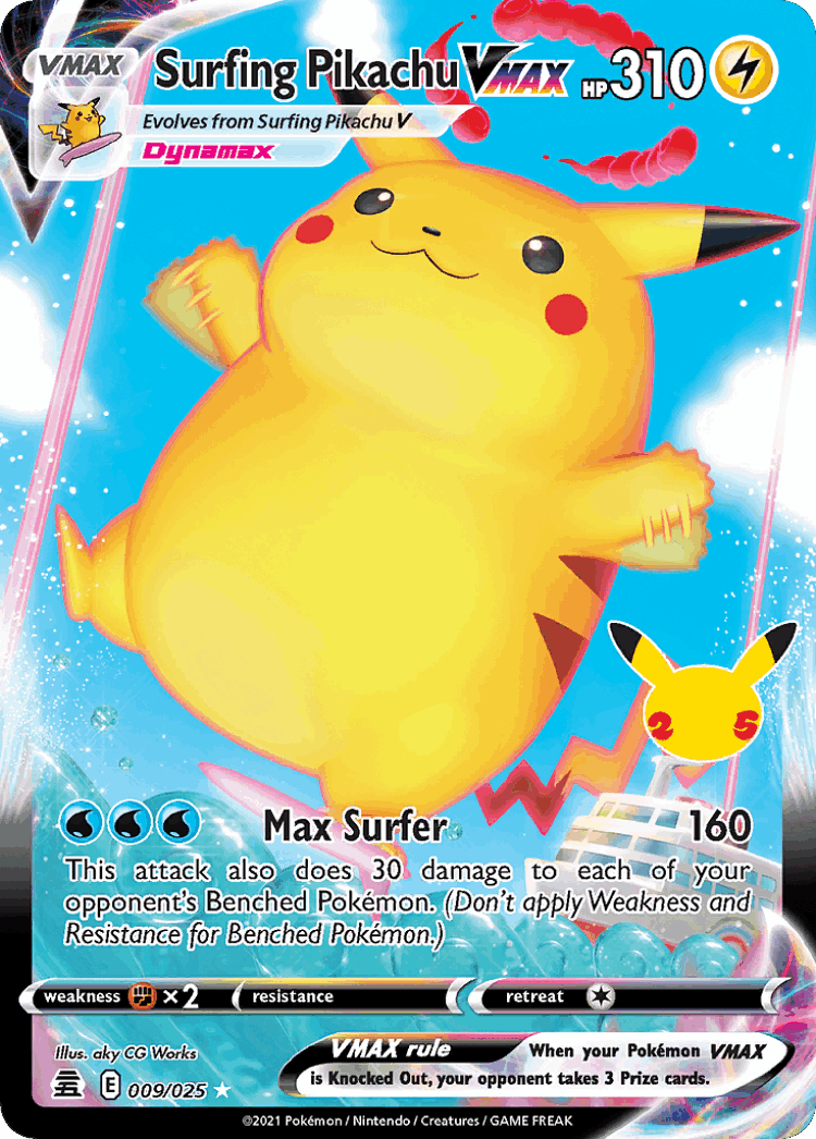 Surfing Pikachu VMAX cover card