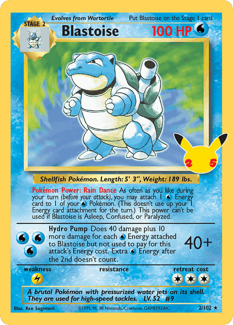Blastoise #2 from Celebrations: Classic Collection - Classic Collection - Illustrated by Ken Sugimori