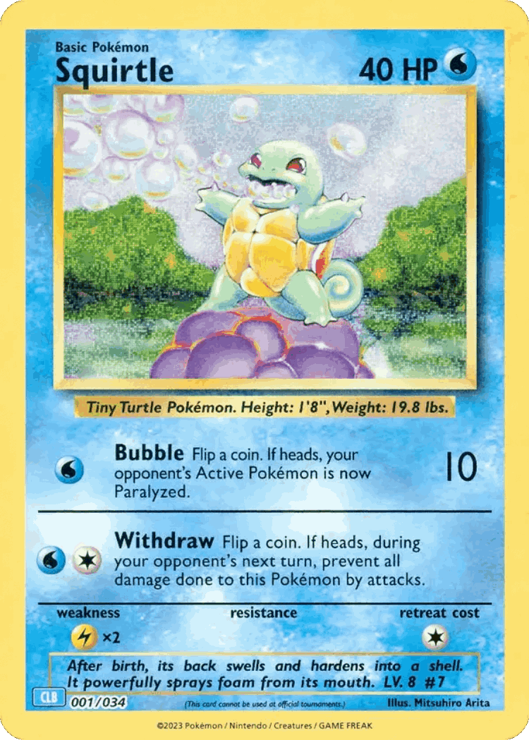 Squirtle #1 from Pokémon TCG Classic - Blastoise - Illustrated by Mitsuhiro Arita