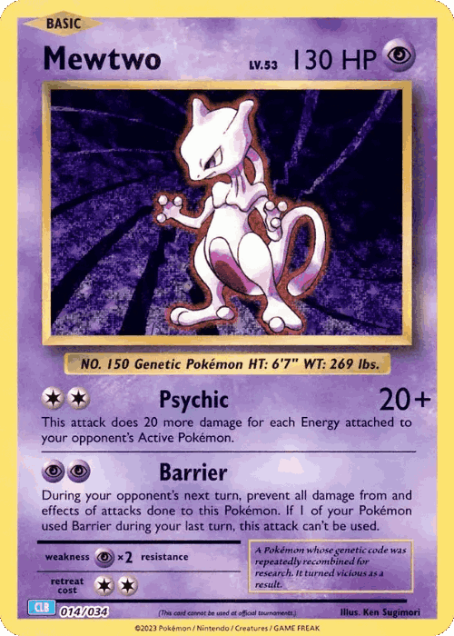 Mewtwo #14 from Pokémon TCG Classic - Blastoise - Illustrated by Ken Sugimori