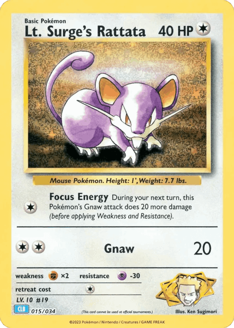 Lt. Surge's Rattata #15 from Pokémon TCG Classic - Blastoise - Illustrated by Ken Sugimori