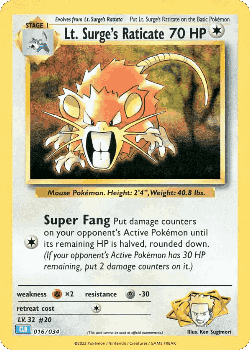 Lt. Surge's Raticate Pokémon TCG card art