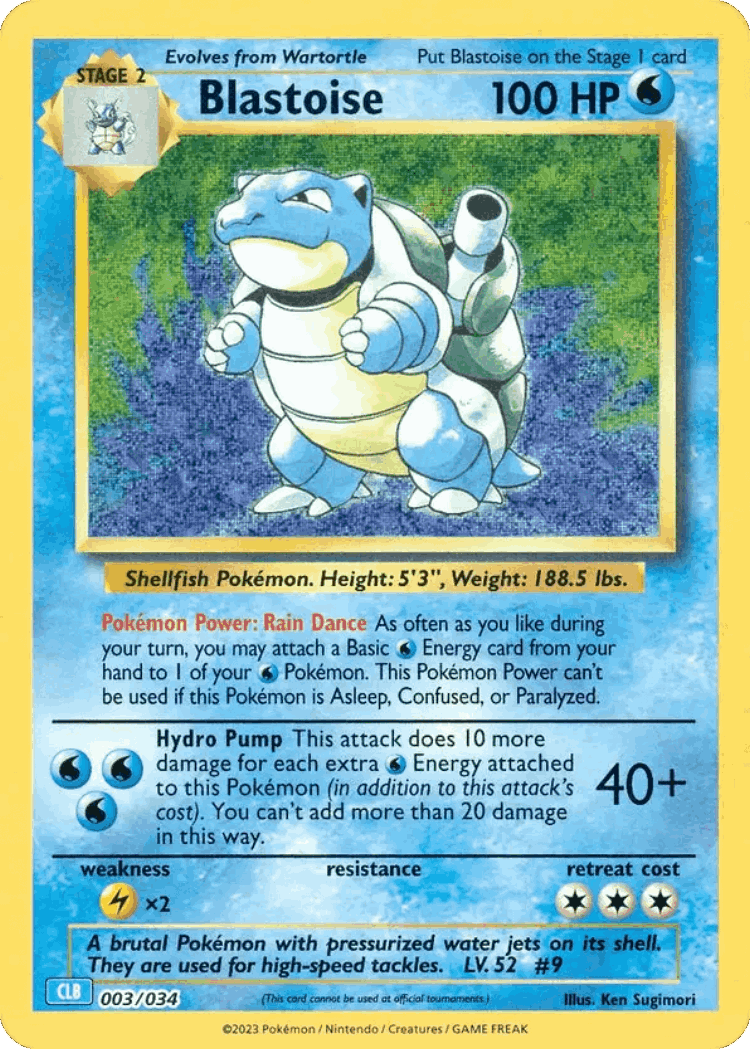 Blastoise #3 from Pokémon TCG Classic - Blastoise - Illustrated by Ken Sugimori