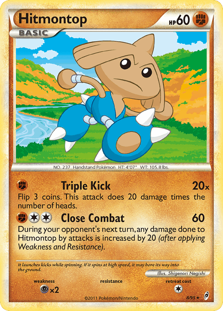 Hitmontop #8 from Call of Legends - Rare Holo - Illustrated by Shigenori Negishi