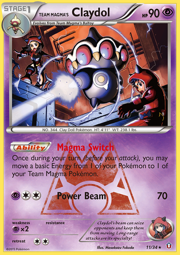 Team Magma's Claydol #11 from Double Crisis - Rare Holo - Illustrated by Masakazu Fukuda