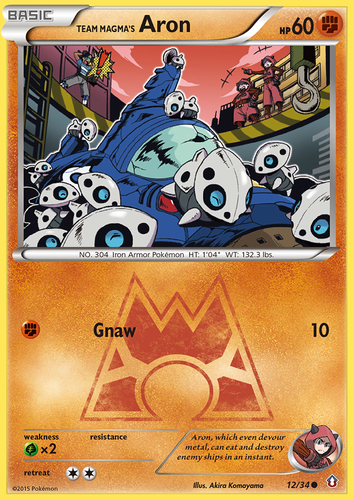 Team Magma's Aron #12 from Double Crisis - Common - Illustrated by Akira Komayama