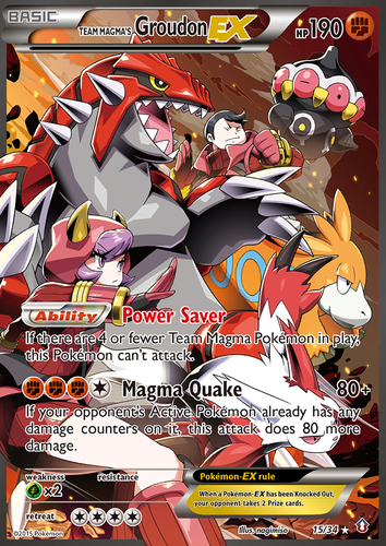 Team Magma's Groudon-EX #15 from Double Crisis - Rare Ultra - Illustrated by nagimiso