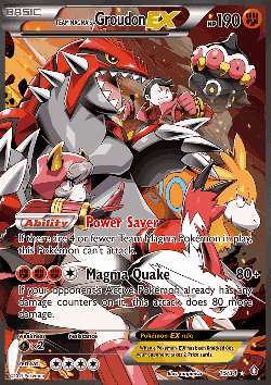 Team Magma's Groudon-EX Pokémon TCG card art