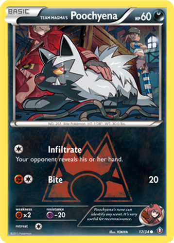 Team Magma's Poochyena #17 from Double Crisis - Common - Illustrated by TOKIYA