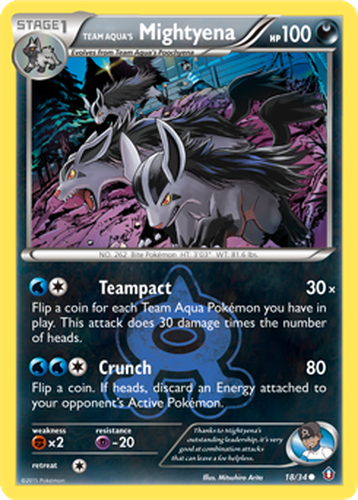 Team Aqua's Mightyena #18 from Double Crisis - Common - Illustrated by Mitsuhiro Arita