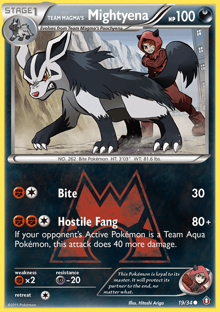 Team Magma's Mightyena #19 from Double Crisis - Common - Illustrated by Hitoshi Ariga