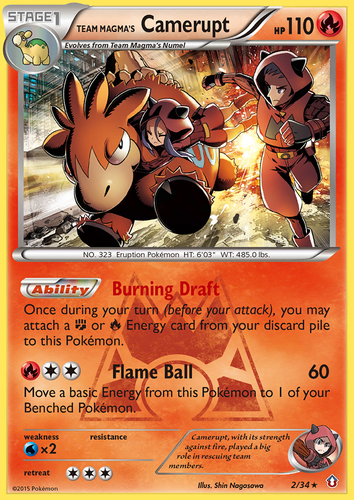 Team Magma's Camerupt Pokémon TCG card art