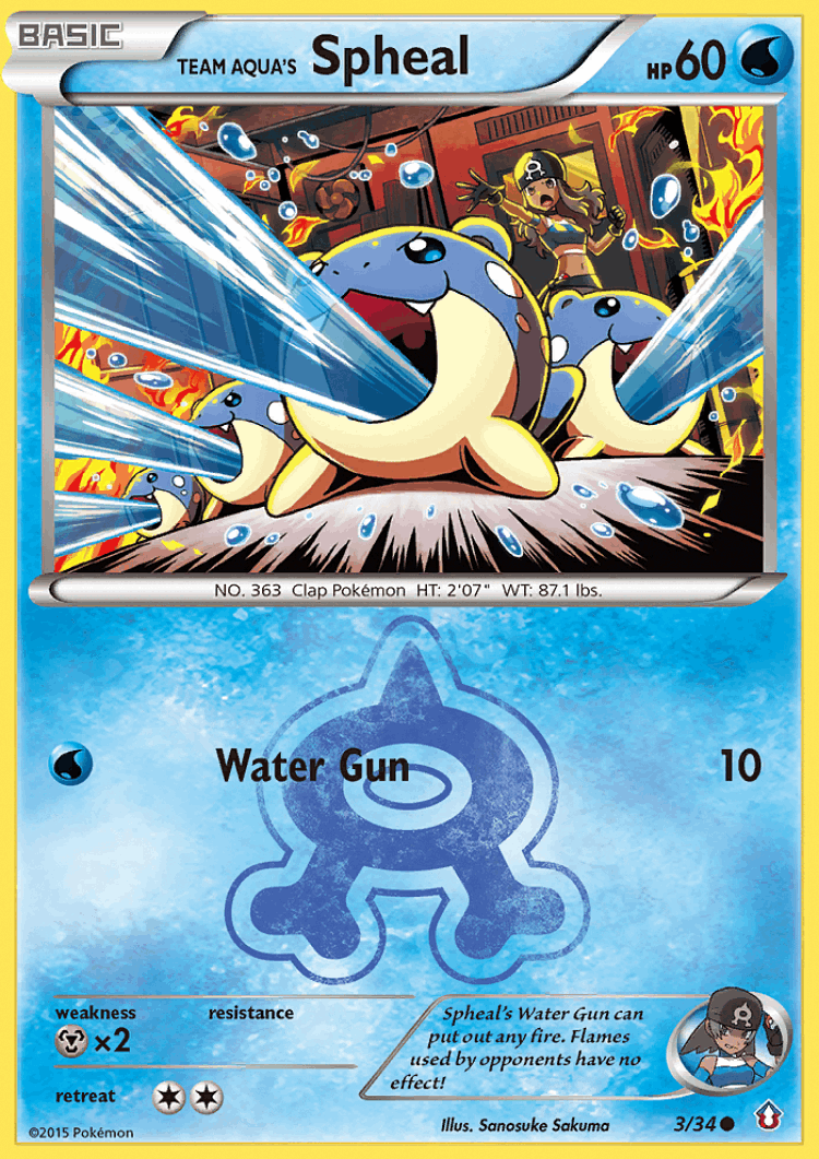 Team Aqua's Spheal #3 from Double Crisis - Common - Illustrated by Sanosuke Sakuma