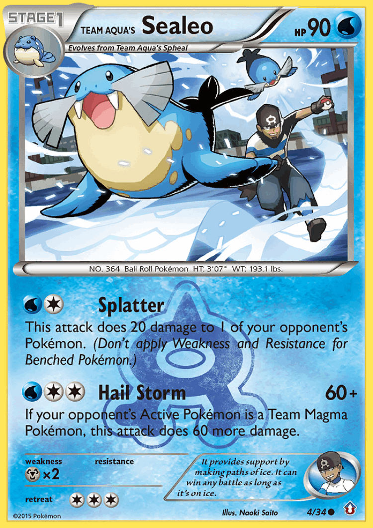 Team Aqua's Sealeo #4 from Double Crisis - Common - Illustrated by Naoki Saito