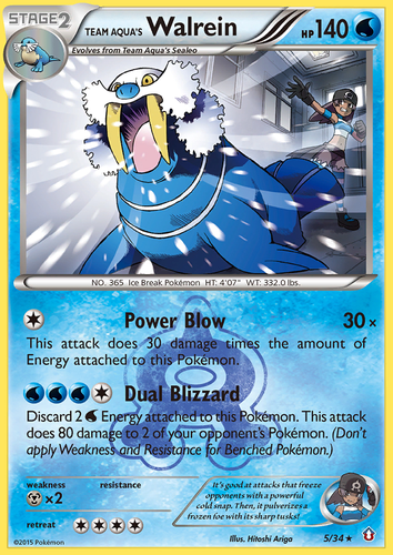 Team Aqua's Walrein #5 from Double Crisis - Rare Holo - Illustrated by Hitoshi Ariga