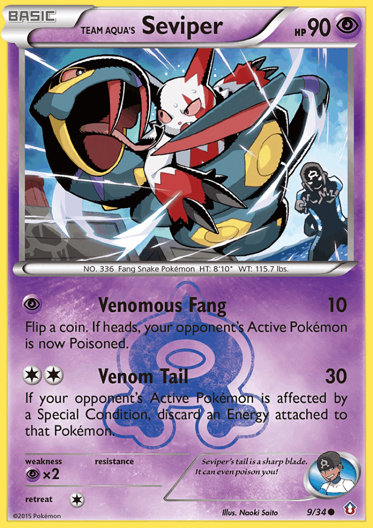 Team Aqua's Seviper #9 from Double Crisis - Common - Illustrated by Naoki Saito