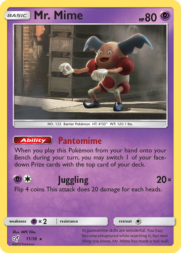 Mr. Mime #11 from Detective Pikachu - Rare - Illustrated by MPC Film