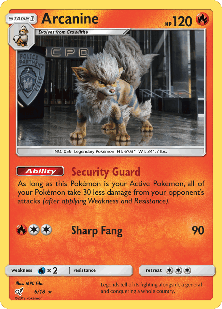 Arcanine #6 from Detective Pikachu - Rare - Illustrated by MPC Film