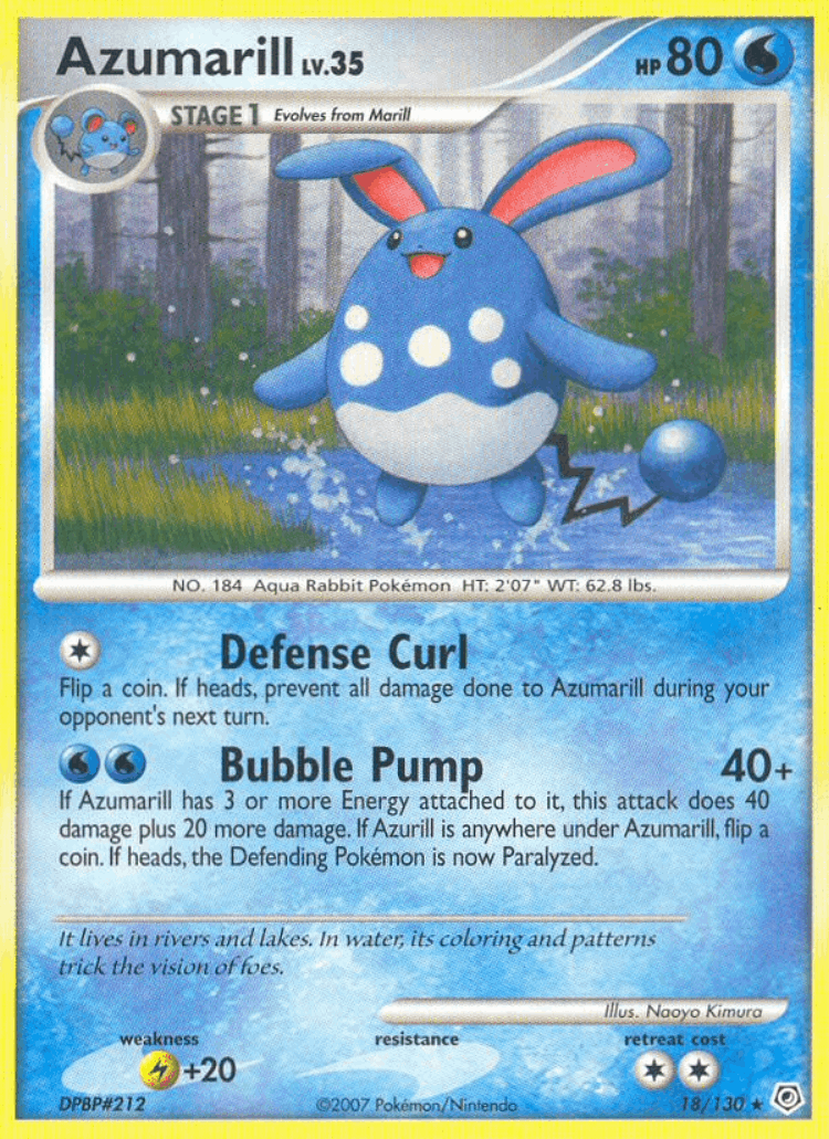 Azumarill #18 from Diamond & Pearl - Rare - Illustrated by Naoyo Kimura