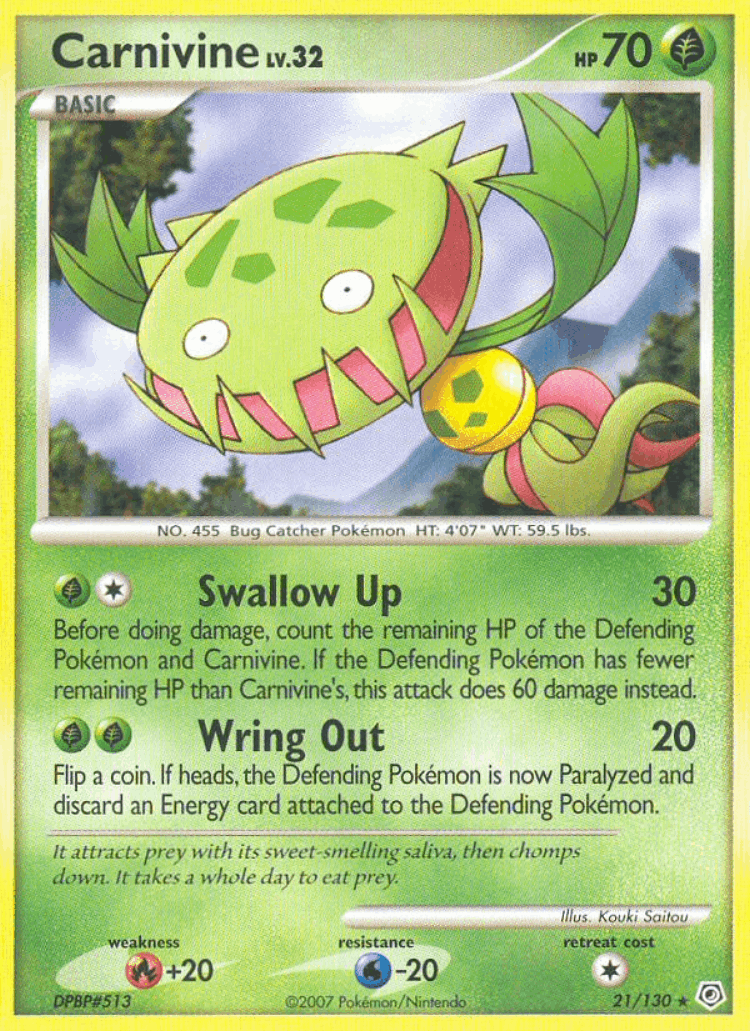 Carnivine #21 from Diamond & Pearl - Rare - Illustrated by Kouki Saitou