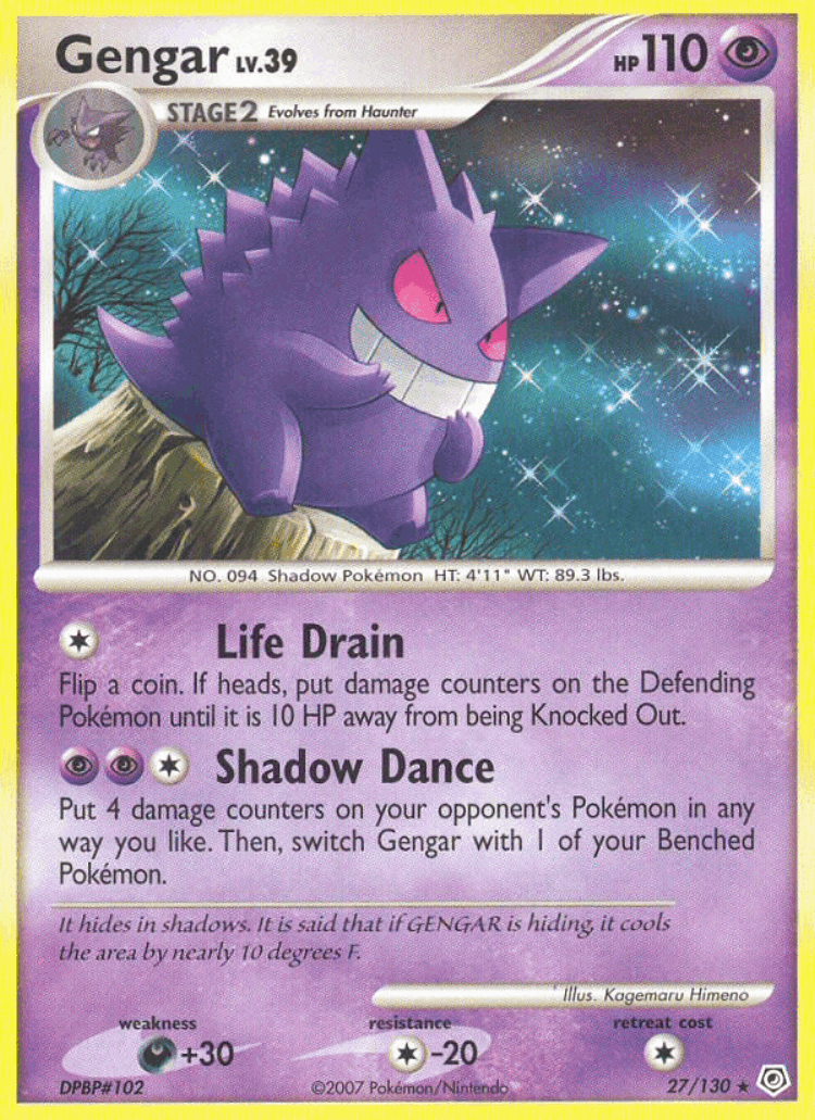 Gengar #27 from Diamond & Pearl - Rare - Illustrated by Kagemaru Himeno