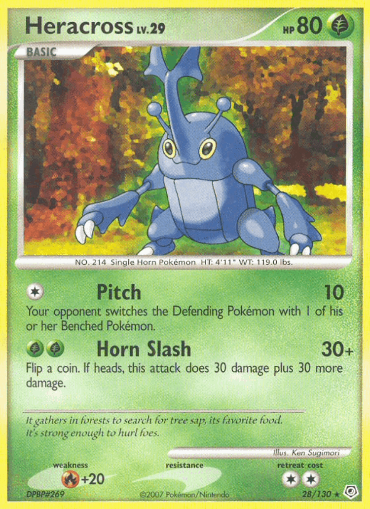 Heracross #28 from Diamond & Pearl - Rare - Illustrated by Ken Sugimori