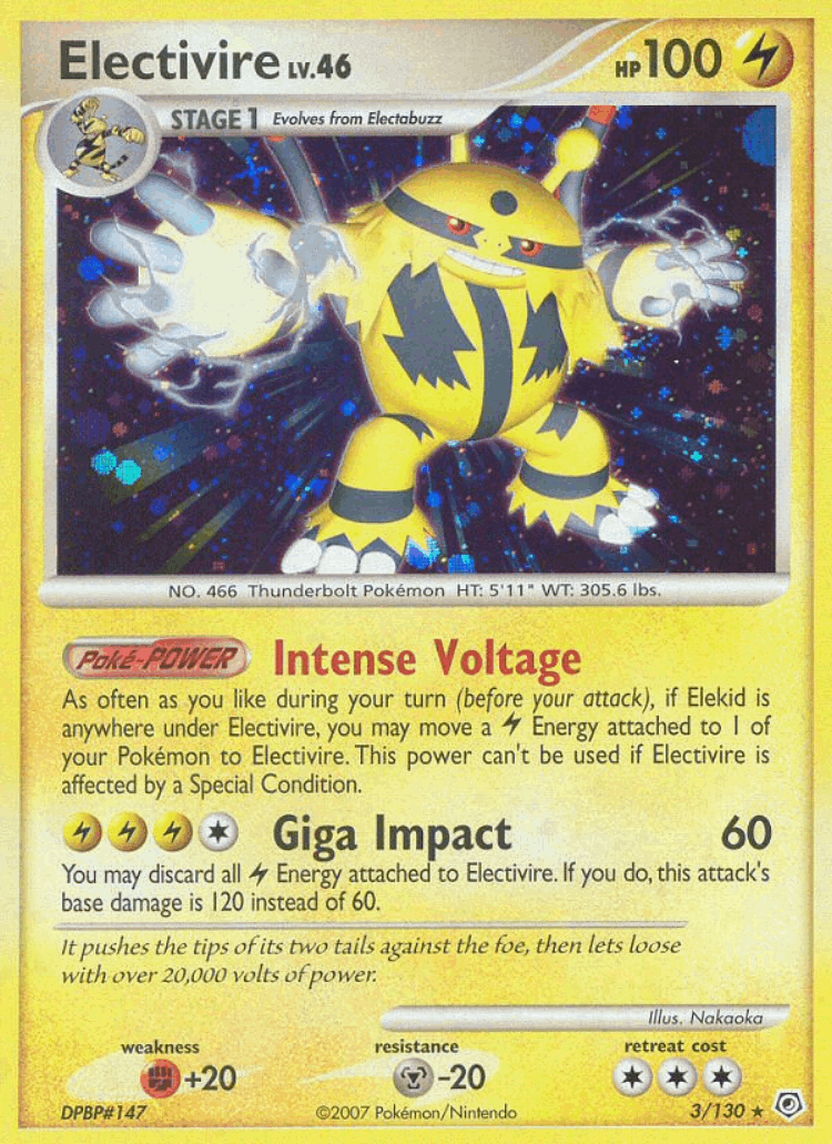 Electivire #3 from Diamond & Pearl - Rare Holo - Illustrated by Nakaoka