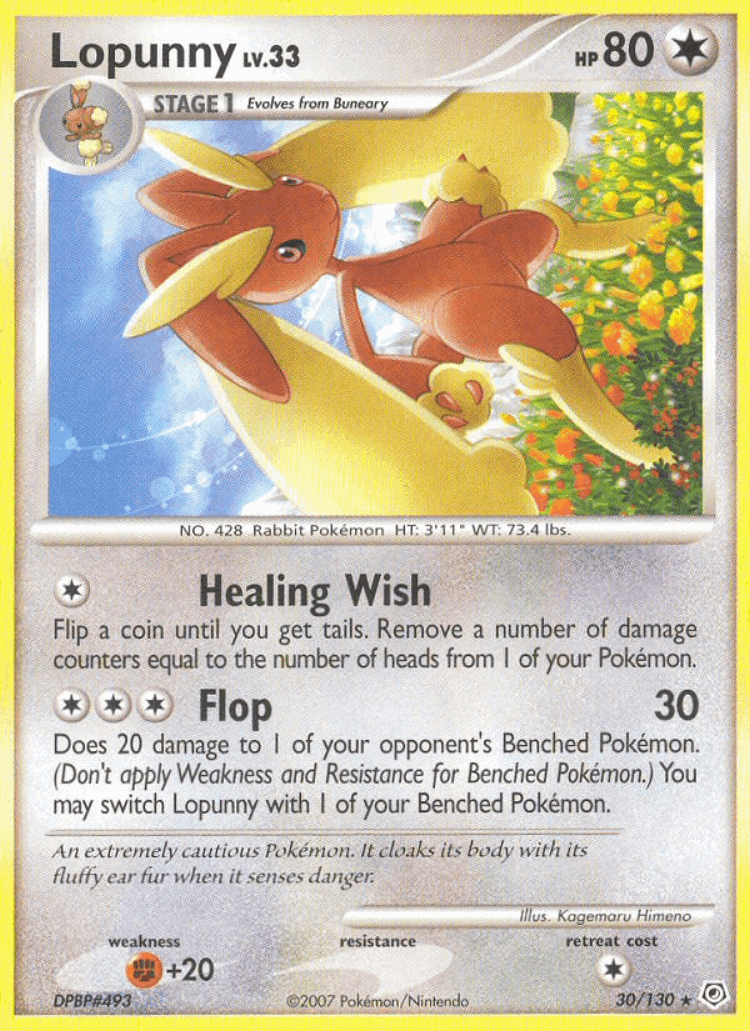 Lopunny #30 from Diamond & Pearl - Rare - Illustrated by Kagemaru Himeno
