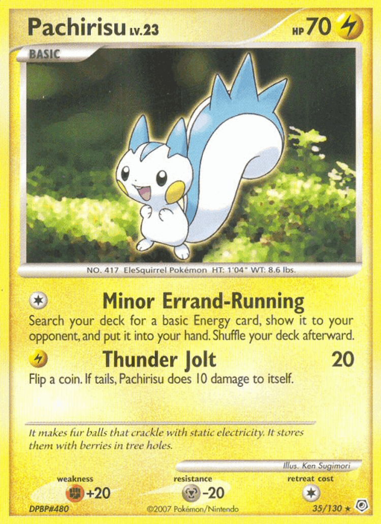 Pachirisu #35 from Diamond & Pearl - Rare - Illustrated by Ken Sugimori