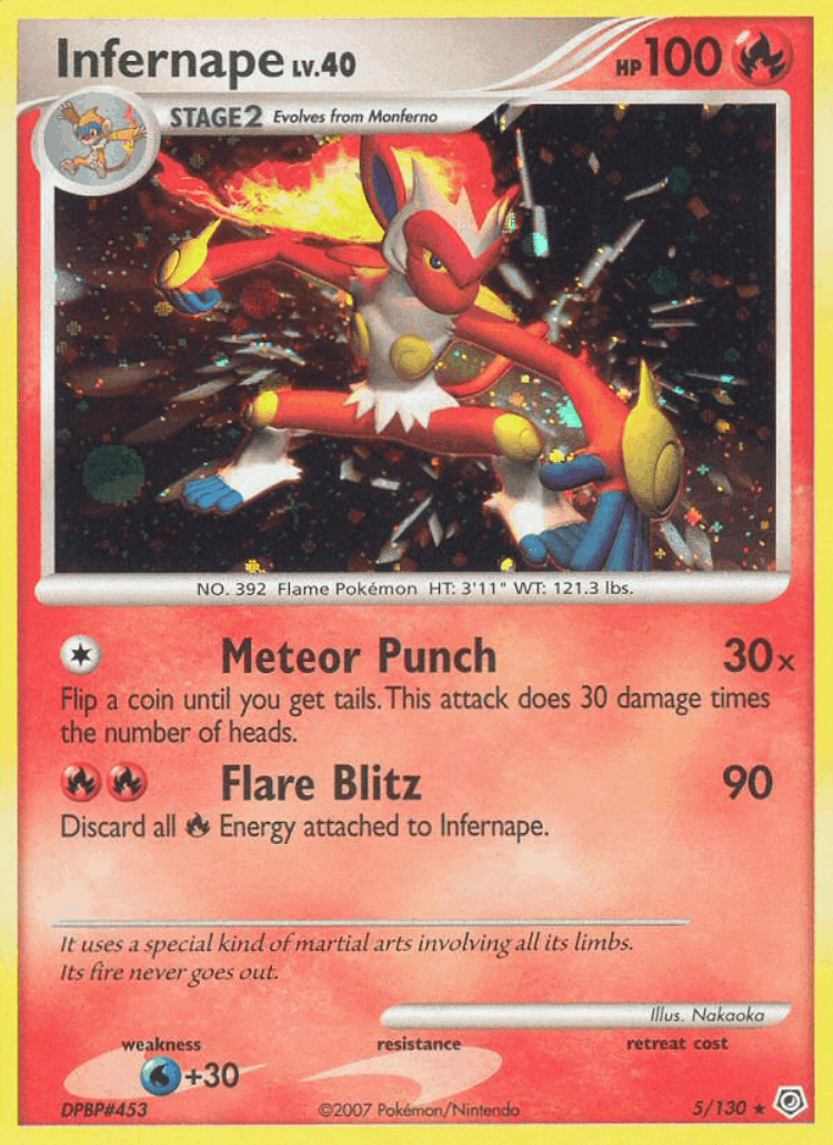 Infernape #5 from Diamond & Pearl - Rare Holo - Illustrated by Nakaoka