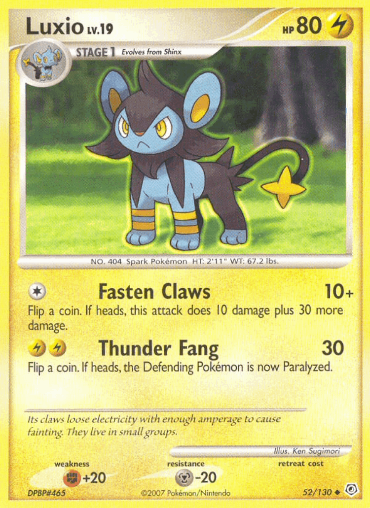 Luxio #52 from Diamond & Pearl - Uncommon - Illustrated by Ken Sugimori