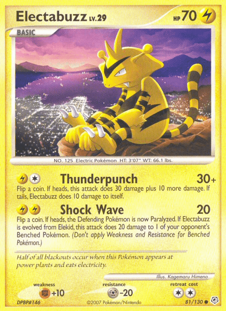 Electabuzz #81 from Diamond & Pearl - Common - Illustrated by Kagemaru Himeno