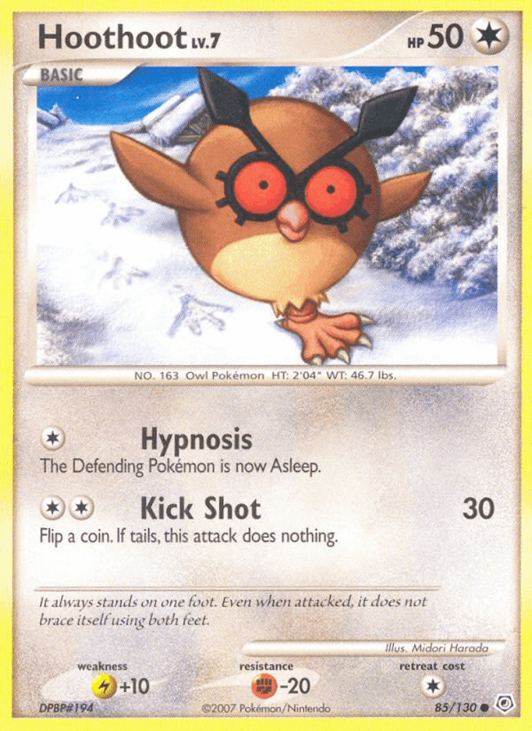Hoothoot #85 from Diamond & Pearl - Common - Illustrated by Midori Harada