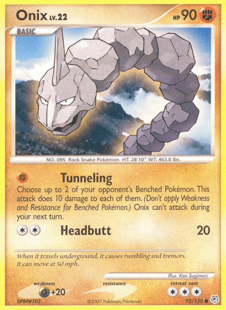 Onix #92 from Diamond & Pearl - Common - Illustrated by Ken Sugimori