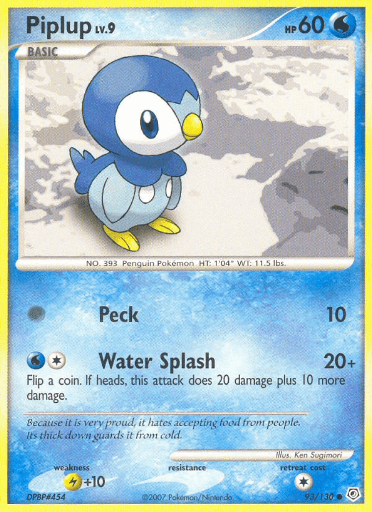 Piplup #93 from Diamond & Pearl - Common - Illustrated by Ken Sugimori