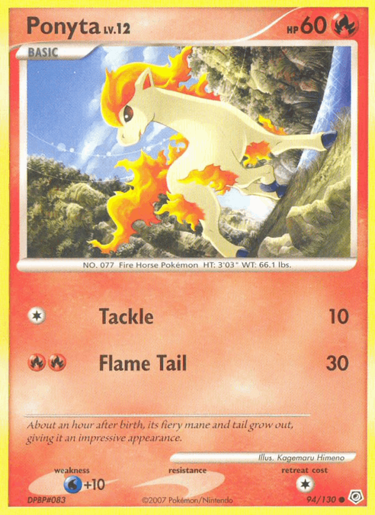 Ponyta #94 from Diamond & Pearl - Common - Illustrated by Kagemaru Himeno