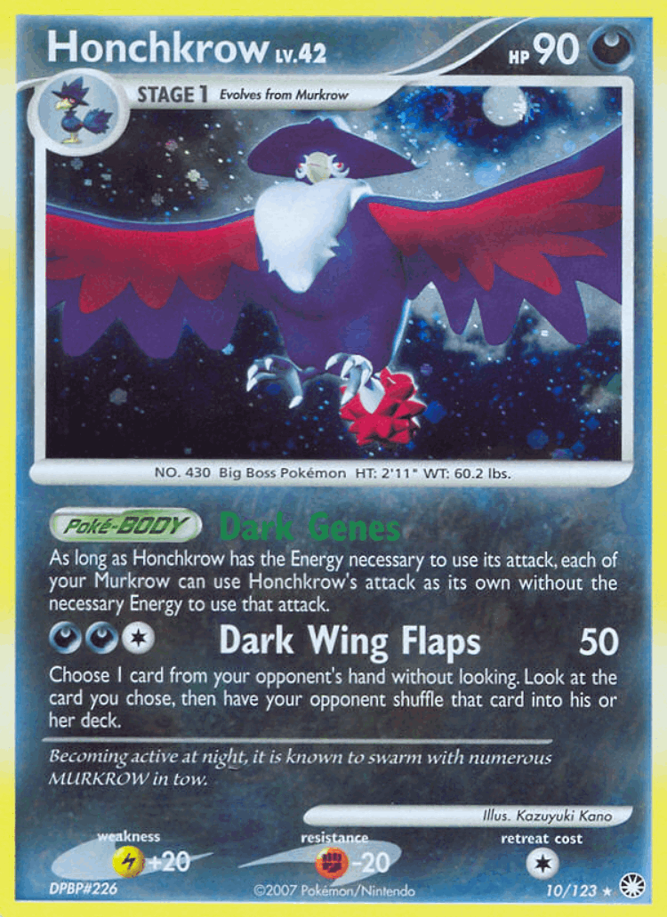 Honchkrow #10 from Mysterious Treasures - Rare Holo - Illustrated by Kazuyuki Kano