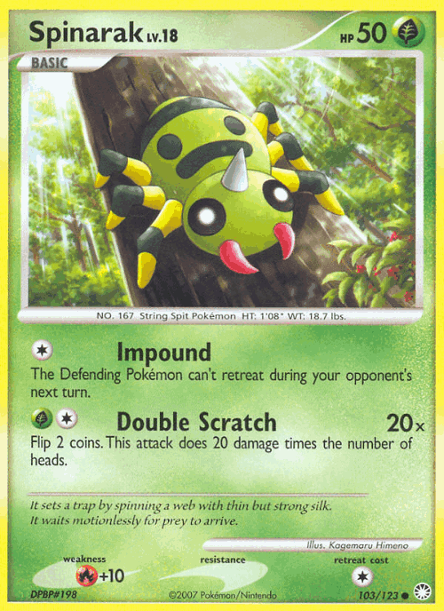 Spinarak #103 from Mysterious Treasures - Common - Illustrated by Kagemaru Himeno