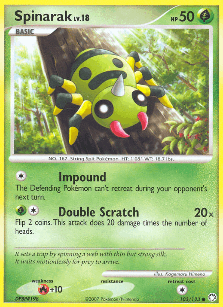 Spinarak #103 from Mysterious Treasures - Common - Illustrated by Kagemaru Himeno