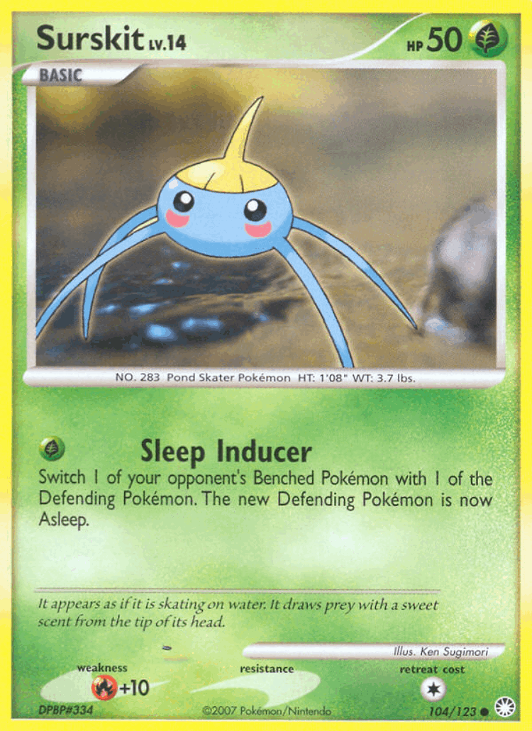 Surskit #104 from Mysterious Treasures - Common - Illustrated by Ken Sugimori