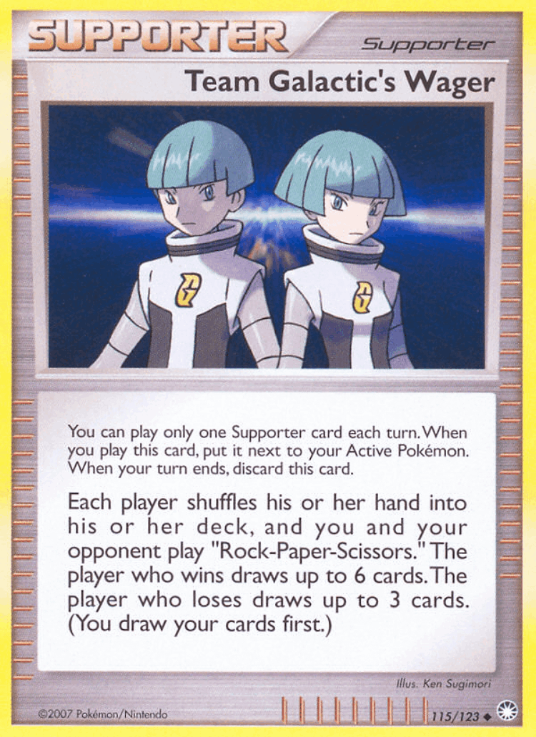 Team Galactic's Wager #115 from Mysterious Treasures - Uncommon - Illustrated by Ken Sugimori