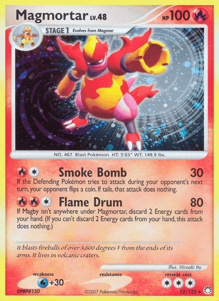 Magmortar #12 from Mysterious Treasures - Rare Holo - Illustrated by Hiroaki Ito