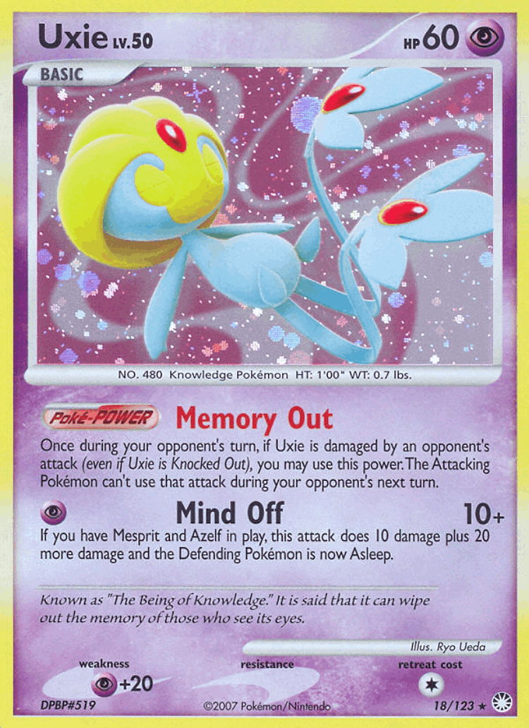 Uxie #18 from Mysterious Treasures - Rare Holo - Illustrated by Ryo Ueda