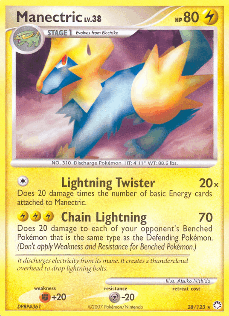 Manectric #28 from Mysterious Treasures - Rare - Illustrated by Atsuko Nishida