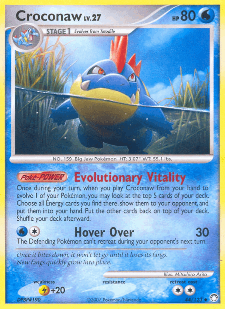 Croconaw #44 from Mysterious Treasures - Uncommon - Illustrated by Mitsuhiro Arita