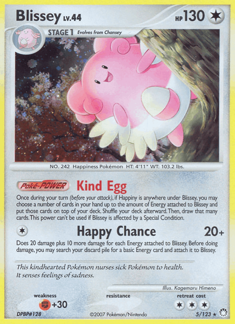 Blissey #5 from Mysterious Treasures - Rare Holo - Illustrated by Kagemaru Himeno