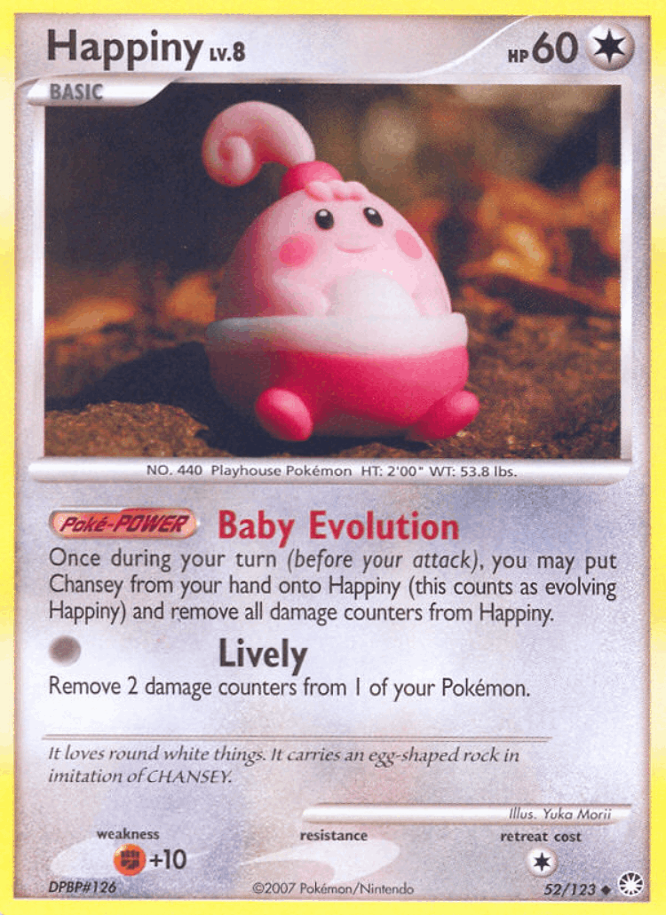 Happiny #52 from Mysterious Treasures - Uncommon - Illustrated by Yuka Morii