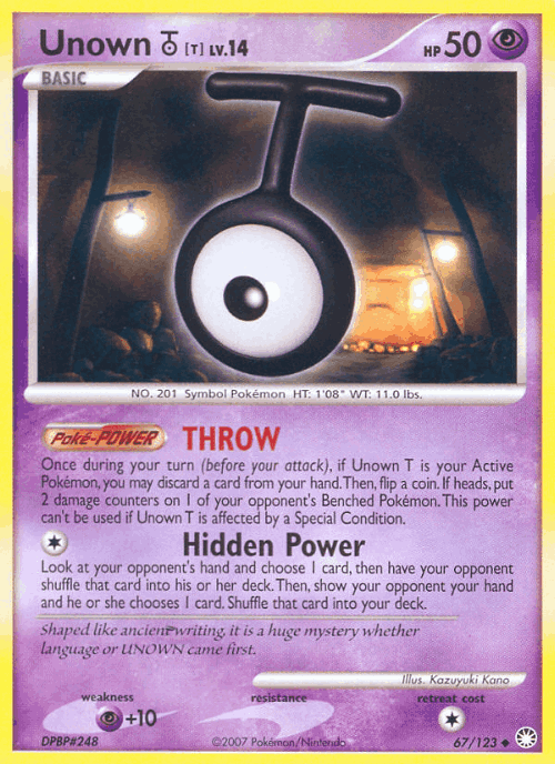 Unown [T] #67 from Mysterious Treasures - Uncommon - Illustrated by Kazuyuki Kano
