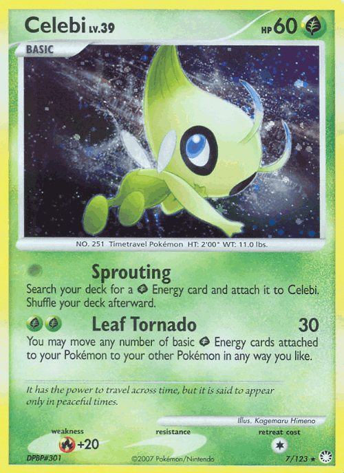 Celebi #7 from Mysterious Treasures - Rare Holo - Illustrated by Kagemaru Himeno