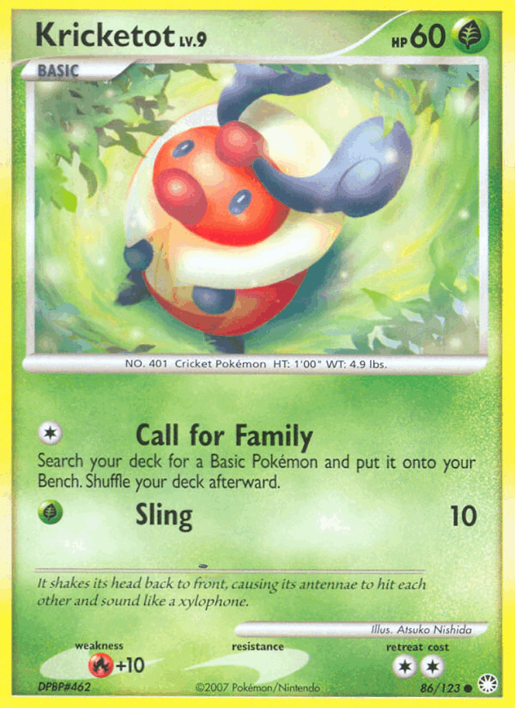 Kricketot #86 from Mysterious Treasures - Common - Illustrated by Atsuko Nishida